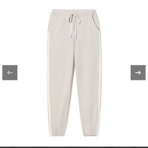 Egg Nog (Tan) French Terry Sweat Pant With Satin Trim PJ Harlow